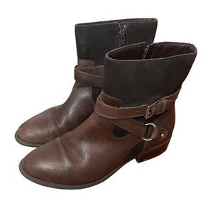 Lauren Ralph Lauren Makalia Brown Leather Ankle Zip Buckle Riding Boots 6 B